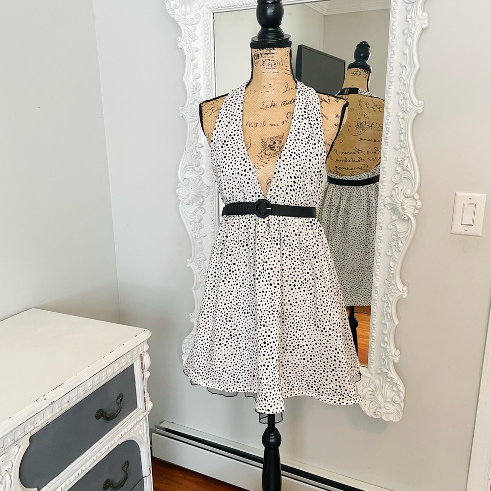 Alice & Olivia SILK Black & White Polka Dot Dress